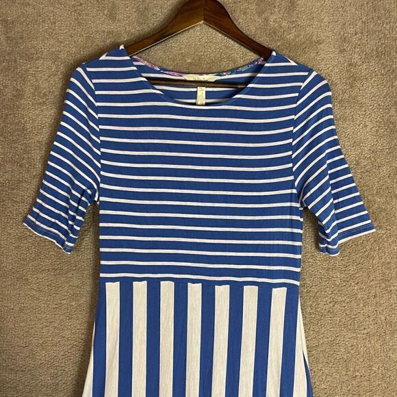 Matilda Jane Maxi Dress Size Small Blue/White The Road Ahead Striped Side Pocket - Picture 3 of 9